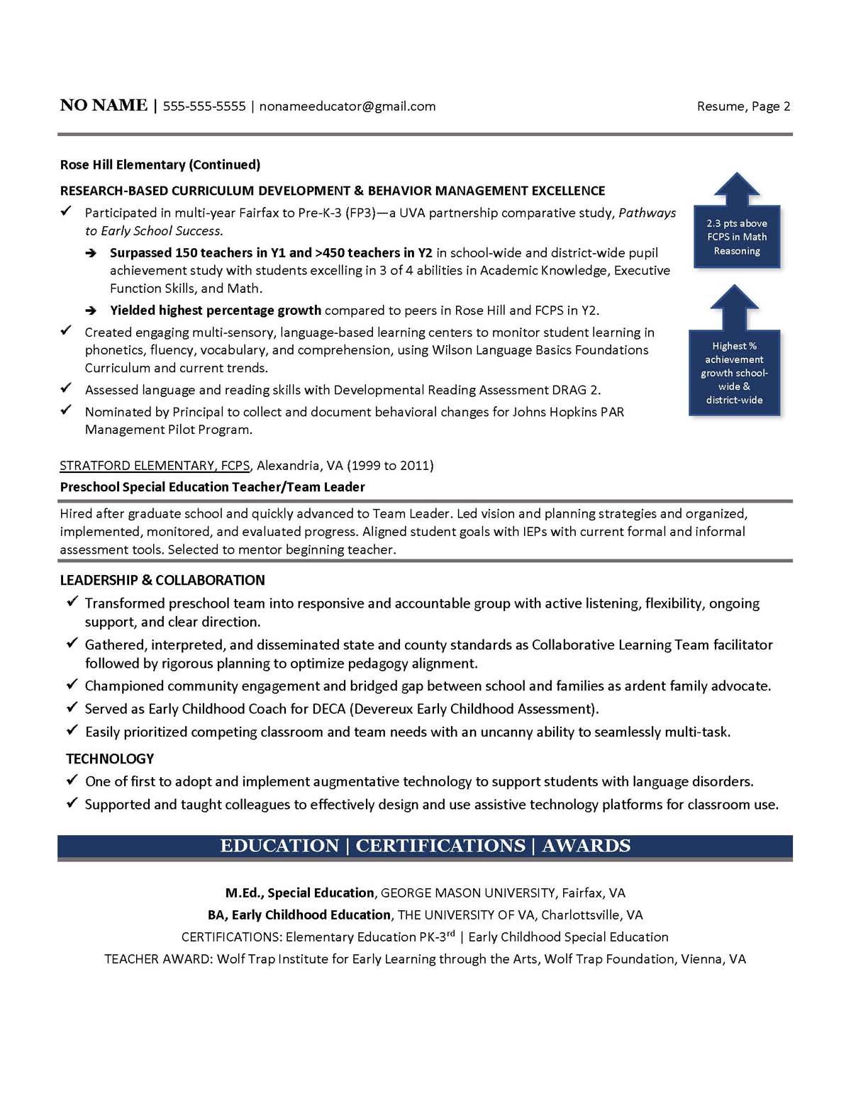 Sample resume: Education, High Experience, Functional