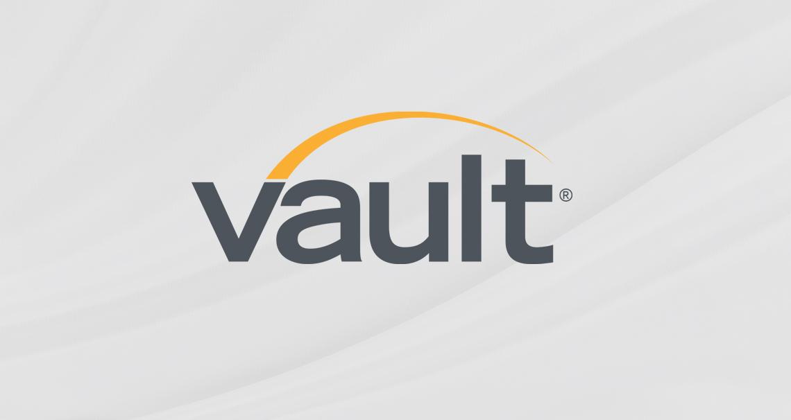 Vault logo on a grey background.