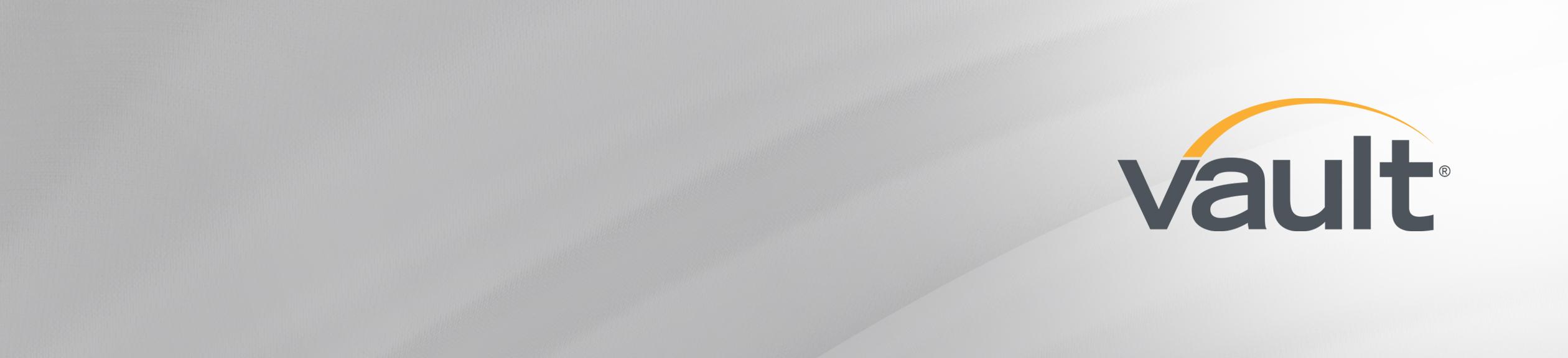 Header image of Vault logo on grey background.