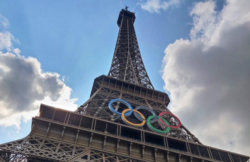 Eiffel Tower with Olympic Rings on it